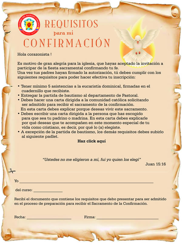 Confirmacion Colegio del Sagrado Corazon Sagradopuerto Corazonista